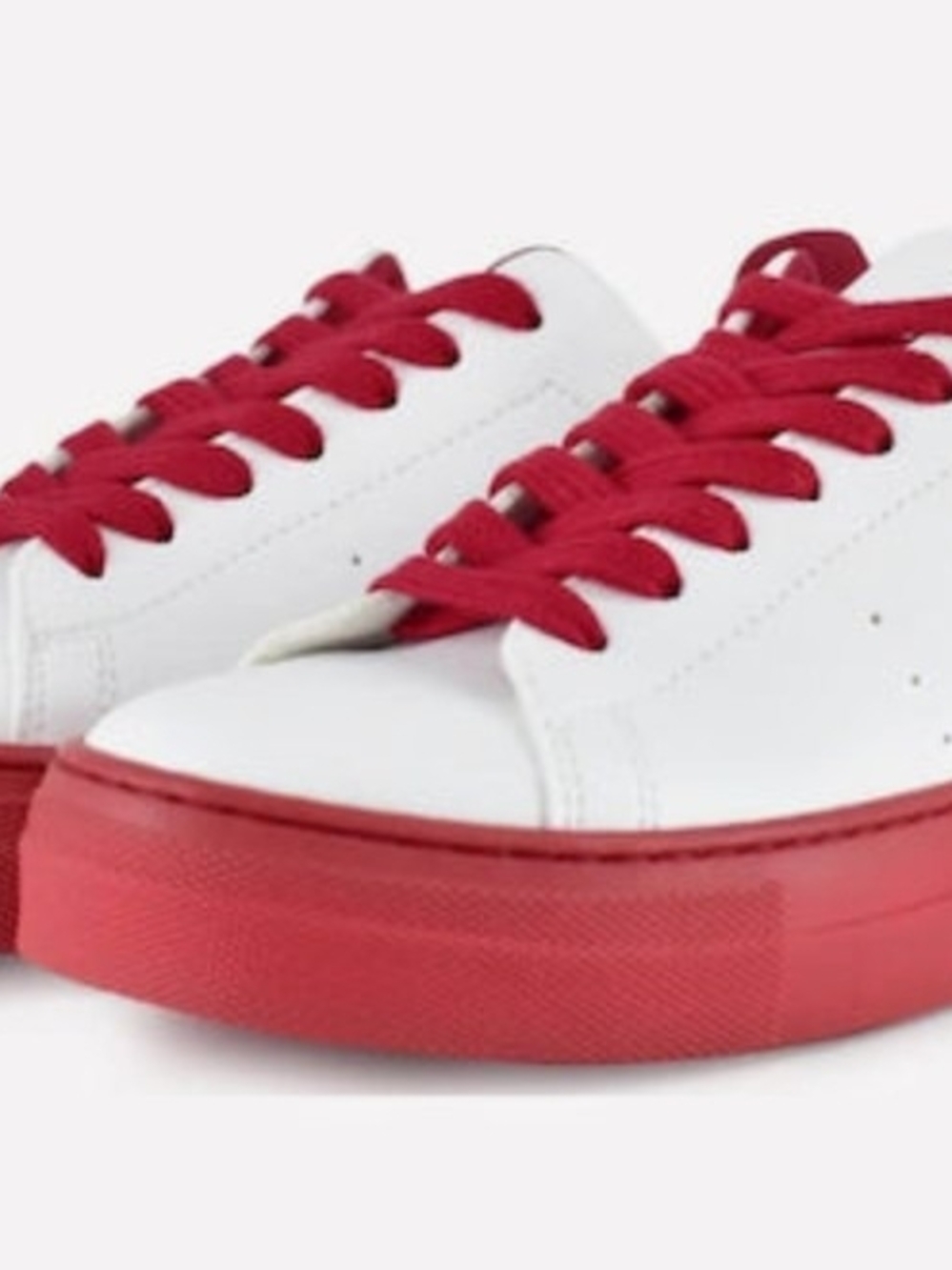 Alice+Olivia Designer White Sneakers with Red Soles and Laces